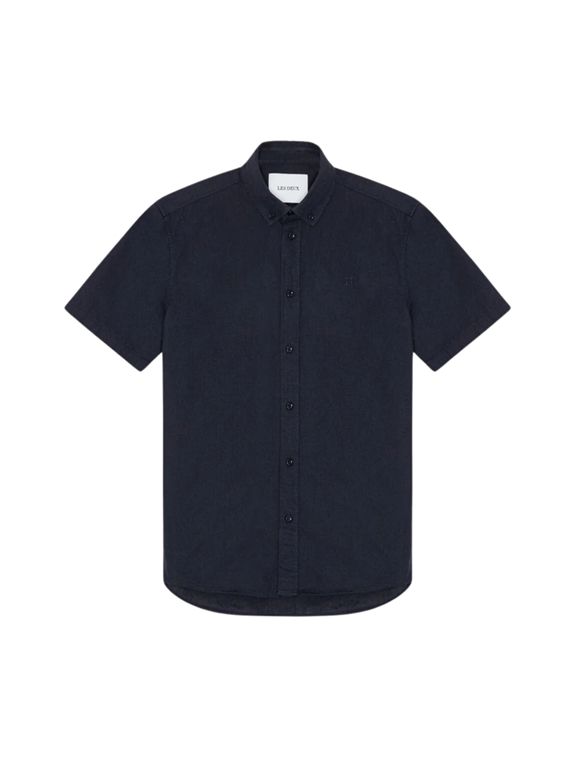 Les Deux Konrad Cotton Linen LS Shirt - Dark Navy Blue
